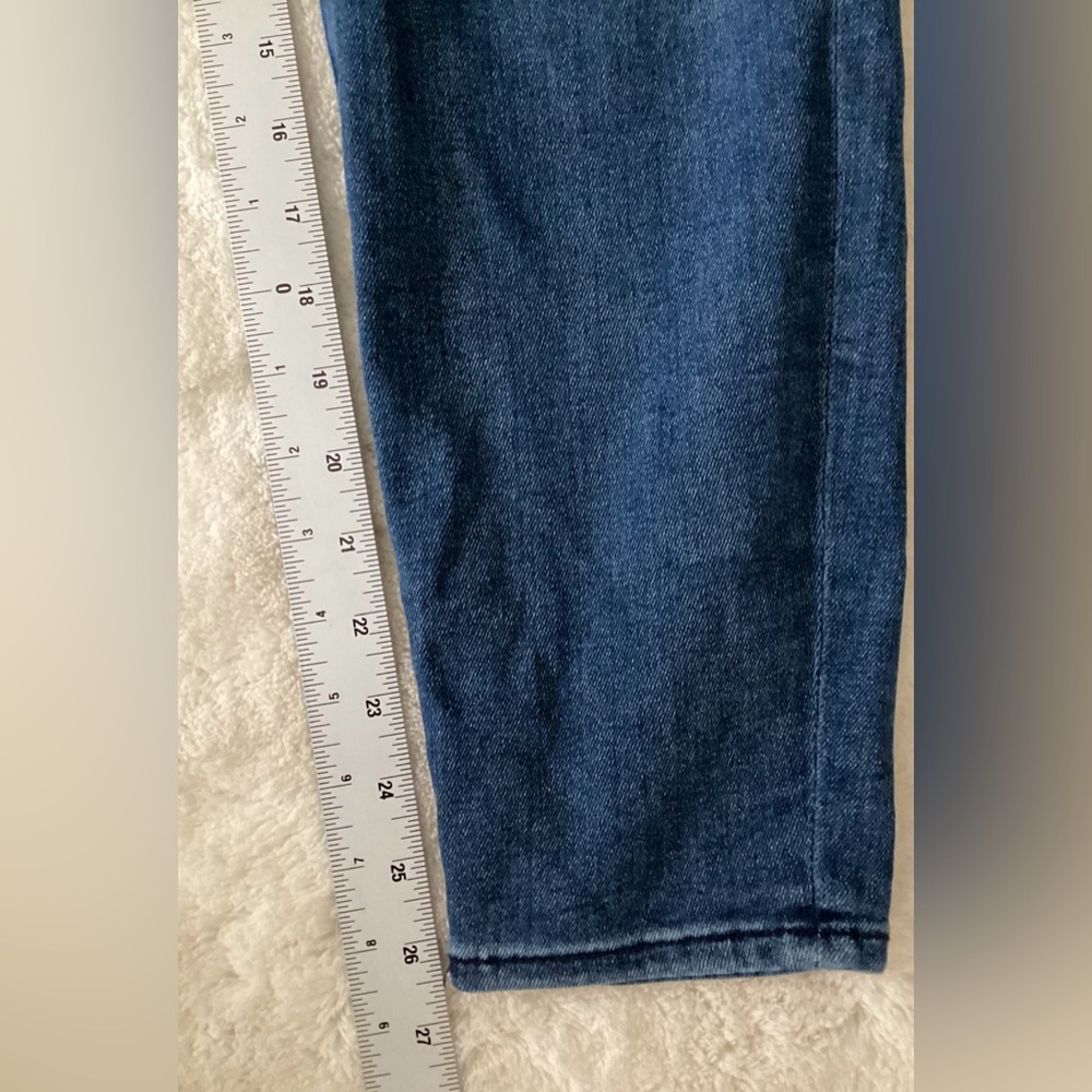 Express Ladies Blue Jean Denim Mid-Rise Curvy Skinny Stretch Button Fly 12R - Picture 6 of 9